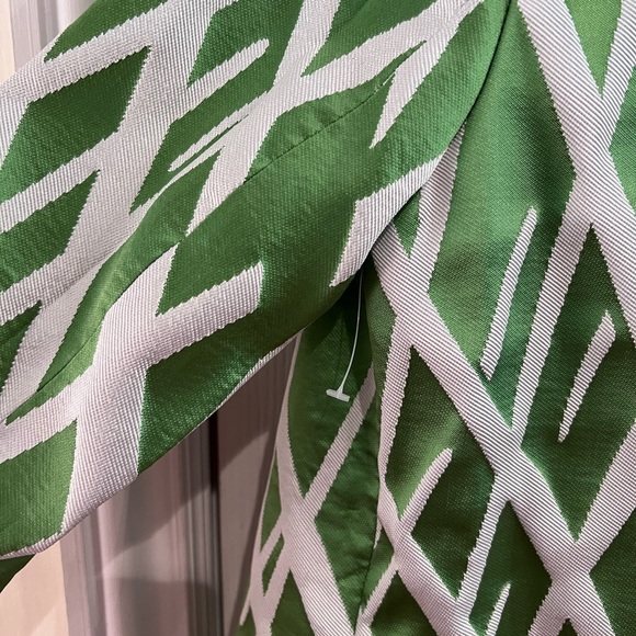 The Look Open Front Textured Lattice Look Coat Green Apple & White Small NWOT - Picture 5 of 12